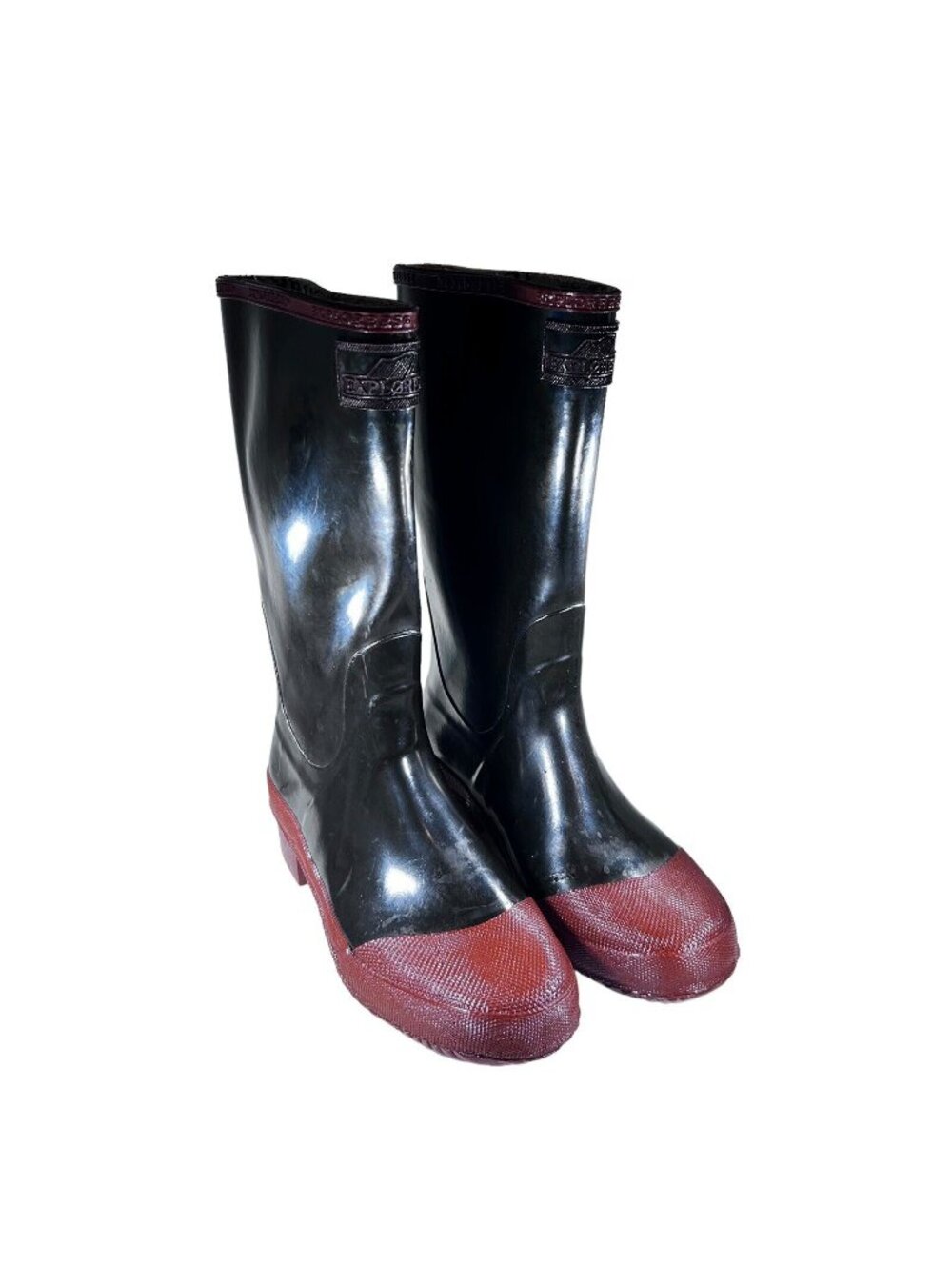 Vtg Explorers Steel Shank Wellies Boots Black Rubber Sz 5 Yugoslavia Waterproof